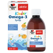 Illustration of the product packaging Doppelherz aktiv Kinder Omega-3 Syrup front view
